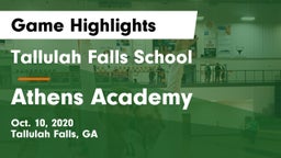 Tallulah Falls School vs Athens Academy Game Highlights - Oct. 10, 2020