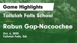 Tallulah Falls School vs Rabun Gap-Nacoochee  Game Highlights - Oct. 6, 2020