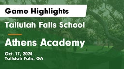 Tallulah Falls School vs Athens Academy Game Highlights - Oct. 17, 2020