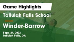 Tallulah Falls School vs Winder-Barrow  Game Highlights - Sept. 24, 2022