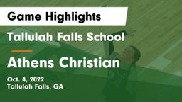 Tallulah Falls School vs Athens Christian  Game Highlights - Oct. 4, 2022