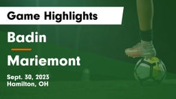 Badin  vs Mariemont  Game Highlights - Sept. 30, 2023