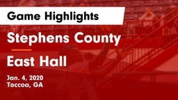 Stephens County  vs East Hall  Game Highlights - Jan. 4, 2020