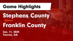 Stephens County  vs Franklin County  Game Highlights - Jan. 11, 2020