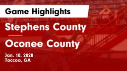 Stephens County  vs Oconee County  Game Highlights - Jan. 10, 2020