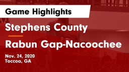 Stephens County  vs Rabun Gap-Nacoochee  Game Highlights - Nov. 24, 2020