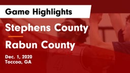 Stephens County  vs Rabun County  Game Highlights - Dec. 1, 2020