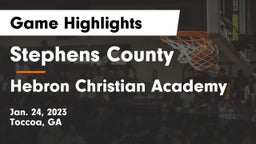 Stephens County  vs Hebron Christian Academy  Game Highlights - Jan. 24, 2023