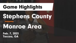 Stephens County  vs Monroe Area  Game Highlights - Feb. 7, 2023