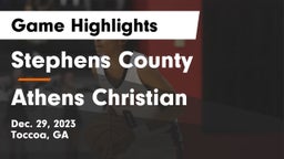 Stephens County  vs Athens Christian  Game Highlights - Dec. 29, 2023