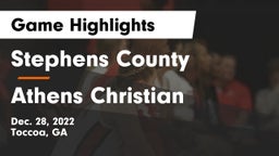 Stephens County  vs Athens Christian  Game Highlights - Dec. 28, 2022