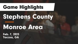 Stephens County  vs Monroe Area  Game Highlights - Feb. 7, 2023