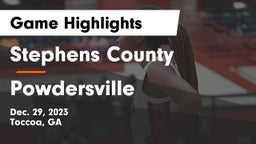 Stephens County  vs Powdersville  Game Highlights - Dec. 29, 2023