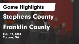 Stephens County  vs Franklin County  Game Highlights - Feb. 12, 2024