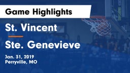 St. Vincent  vs Ste. Genevieve Game Highlights - Jan. 31, 2019