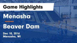 Menasha  vs Beaver Dam  Game Highlights - Dec 10, 2016