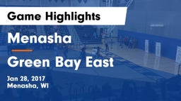 Menasha  vs Green Bay East  Game Highlights - Jan 28, 2017