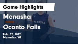 Menasha  vs Oconto Falls  Game Highlights - Feb. 12, 2019