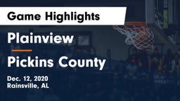 Plainview  vs Pickins County  Game Highlights - Dec. 12, 2020