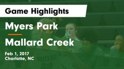 Myers Park  vs Mallard Creek  Game Highlights - Feb 1, 2017