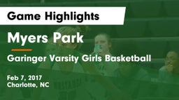 Myers Park  vs Garinger  Varsity Girls Basketball Game Highlights - Feb 7, 2017