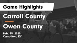 Carroll County  vs Owen County  Game Highlights - Feb. 25, 2020