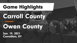 Carroll County  vs Owen County  Game Highlights - Jan. 19, 2021