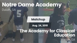 Matchup:      Notre Dame Acad vs. The Academy for Classical Education 2018