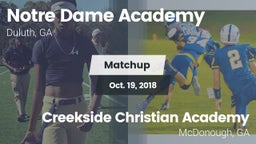 Matchup:      Notre Dame Acad vs. Creekside Christian Academy 2018