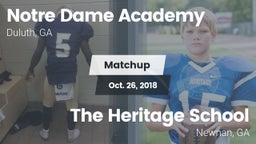 Matchup:      Notre Dame Acad vs. The Heritage School 2018