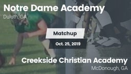 Matchup:      Notre Dame Acad vs. Creekside Christian Academy 2019