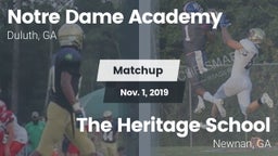 Matchup:      Notre Dame Acad vs. The Heritage School 2019