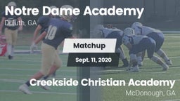 Matchup:      Notre Dame Acad vs. Creekside Christian Academy 2020