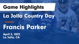 La Jolla Country Day  vs Francis Parker  Game Highlights - April 5, 2022