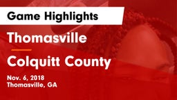 Thomasville  vs Colquitt County  Game Highlights - Nov. 6, 2018