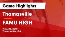 Thomasville  vs FAMU HIGH Game Highlights - Nov. 23, 2018