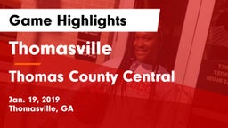 Thomasville  vs Thomas County Central  Game Highlights - Jan. 19, 2019
