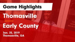 Thomasville  vs Early County Game Highlights - Jan. 25, 2019