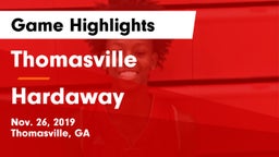 Thomasville  vs Hardaway Game Highlights - Nov. 26, 2019