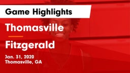 Thomasville  vs Fitzgerald  Game Highlights - Jan. 31, 2020