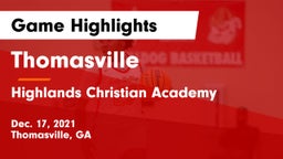 Thomasville  vs Highlands Christian Academy  Game Highlights - Dec. 17, 2021