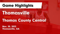 Thomasville  vs Thomas County Central  Game Highlights - Nov. 30, 2023
