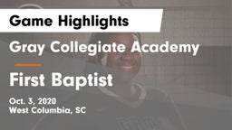 Gray Collegiate Academy vs First Baptist  Game Highlights - Oct. 3, 2020