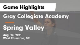 Gray Collegiate Academy vs Spring Valley  Game Highlights - Aug. 24, 2021