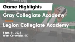 Gray Collegiate Academy vs Legion Collegiate Academy Game Highlights - Sept. 11, 2023