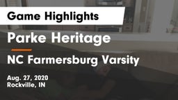 Parke Heritage  vs NC Farmersburg Varsity Game Highlights - Aug. 27, 2020