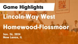 Lincoln-Way West  vs Homewood-Flossmoor  Game Highlights - Jan. 26, 2024