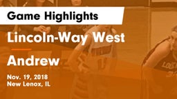 Lincoln-Way West  vs Andrew  Game Highlights - Nov. 19, 2018