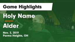 Holy Name  vs Alder  Game Highlights - Nov. 2, 2019