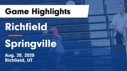 Richfield  vs Springville  Game Highlights - Aug. 20, 2020